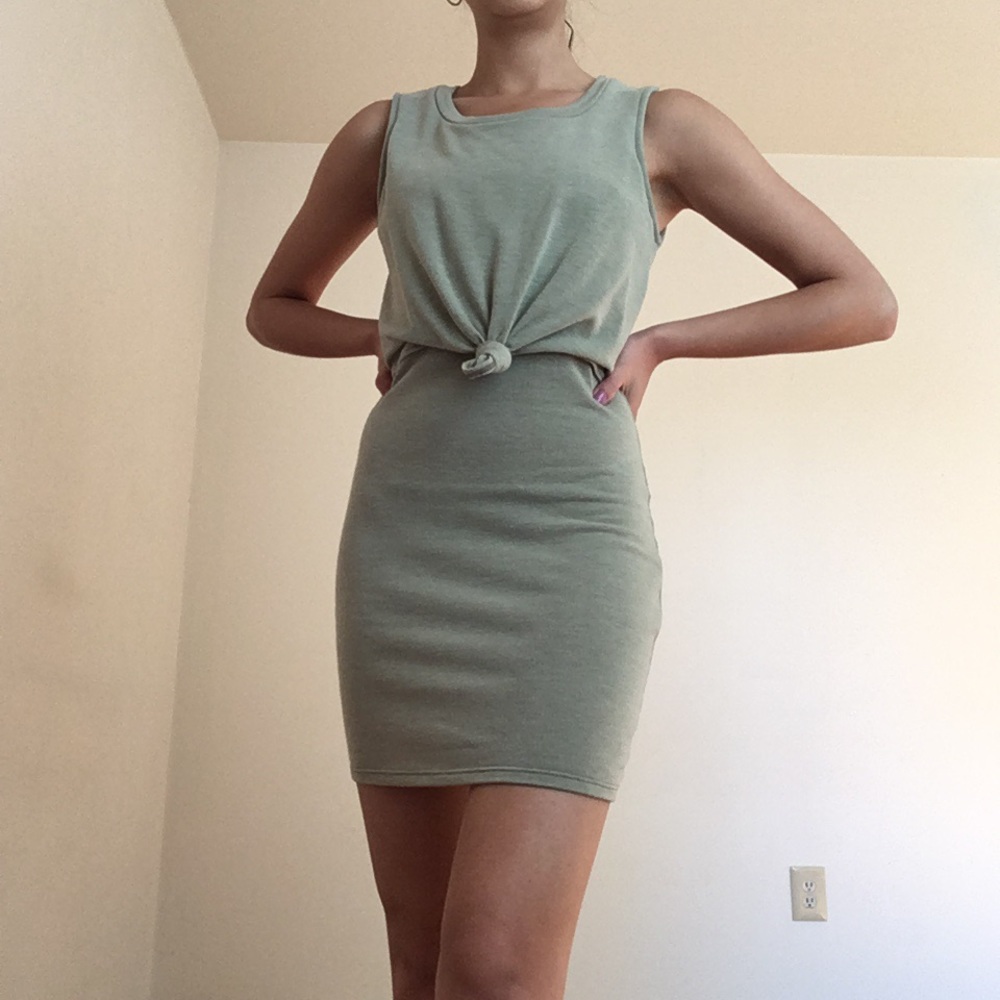 Sage bodycon tie dress